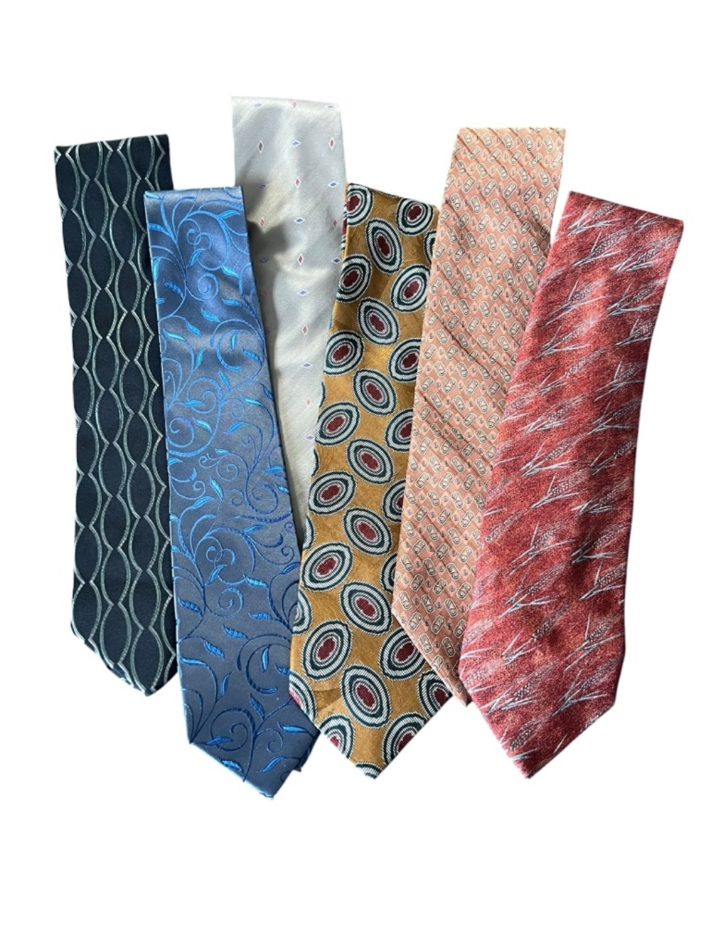 Lot of 6 100% Silk Mens Ties Designer Mixed Brands Valentino Alfani Mondo